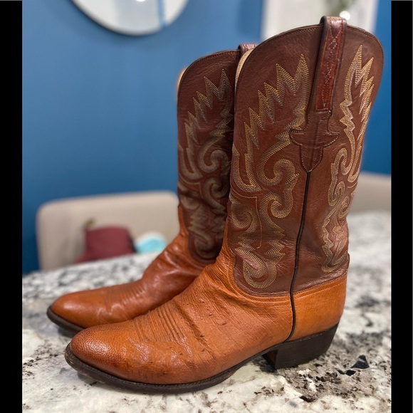 Vintage Lucchese Ostrich Cowboy Boots 